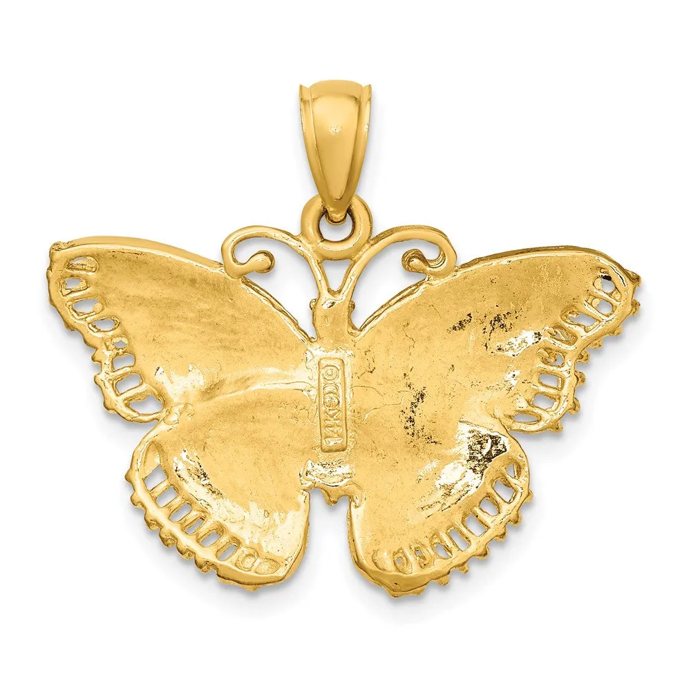 14K Textured Butterfly Charm