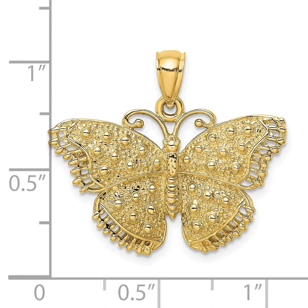 14K Textured Butterfly Charm