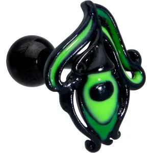 16 Gauge 1/4 Black Striking Peacock Feather Cartilage Tragus Earring