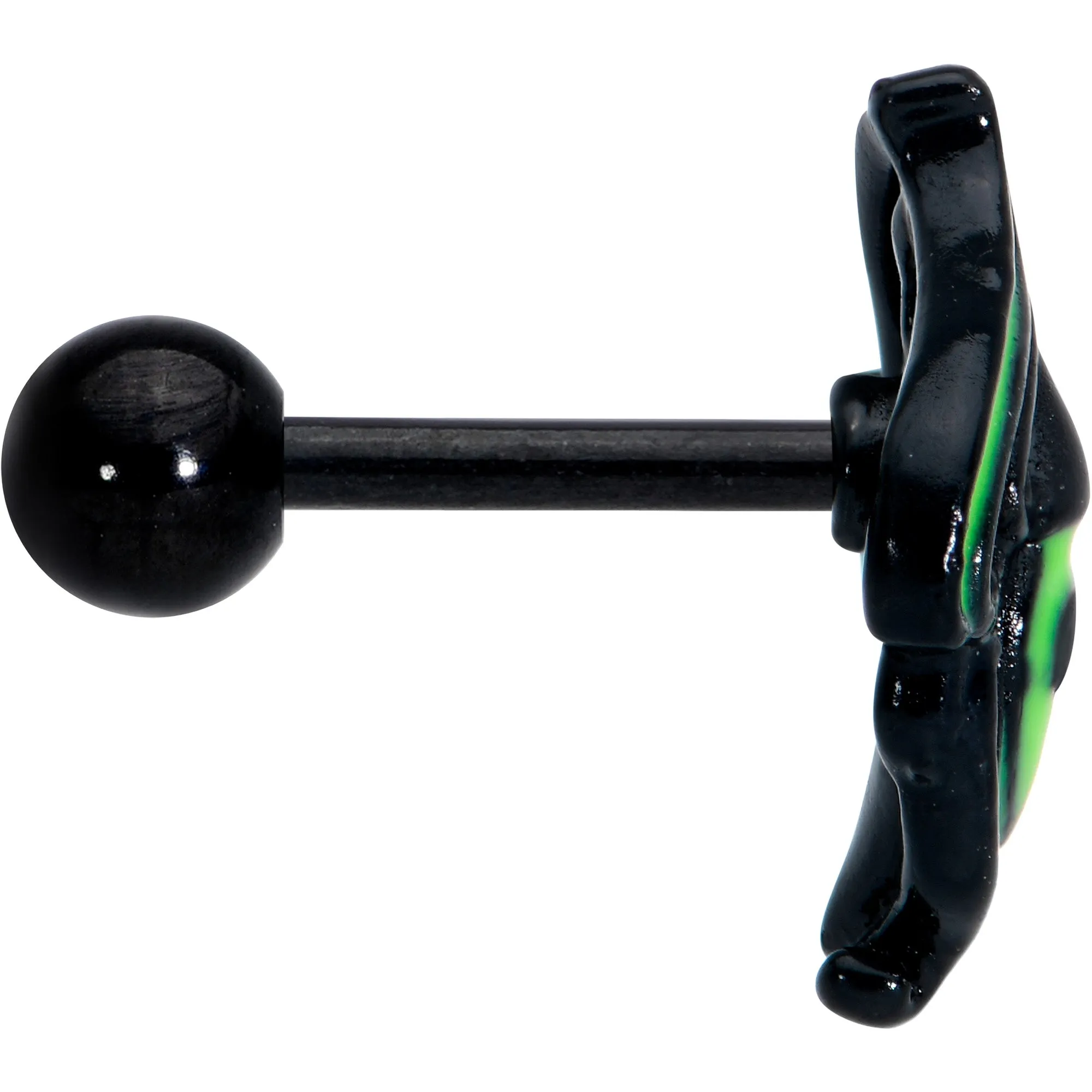 16 Gauge 1/4 Black Striking Peacock Feather Cartilage Tragus Earring