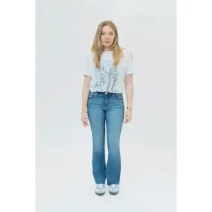 1822 Mid Rise Slim Bootcut Raw Hem Jean