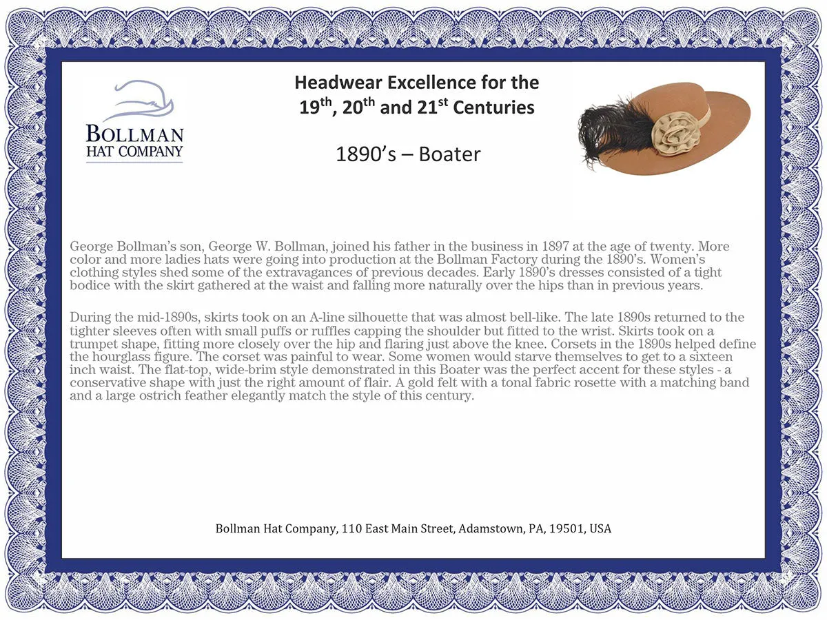 1890s Bollman Heritage Collection Boater