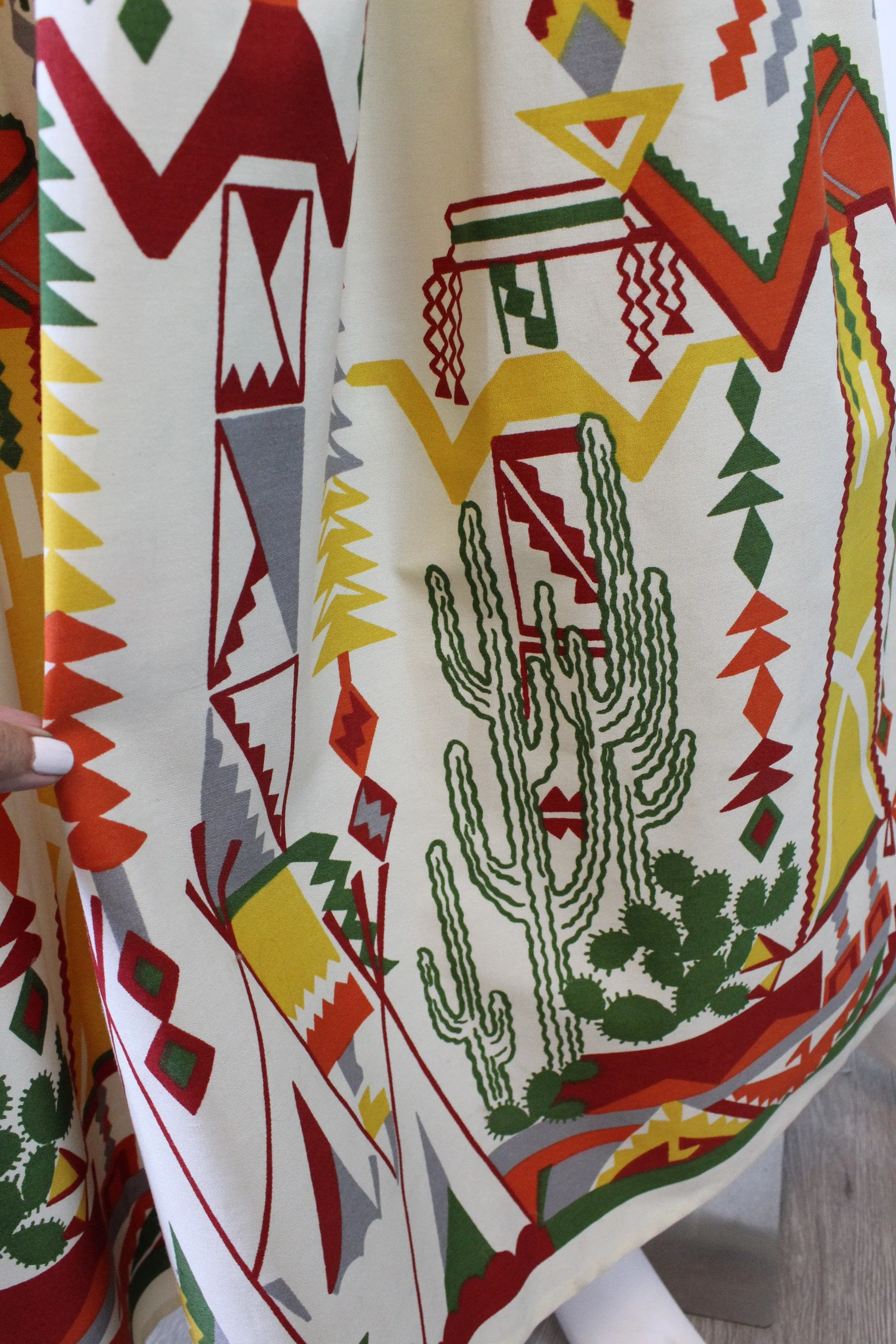 1950s CACTUS kachina doll print novelty maxi skirt small | new spring
