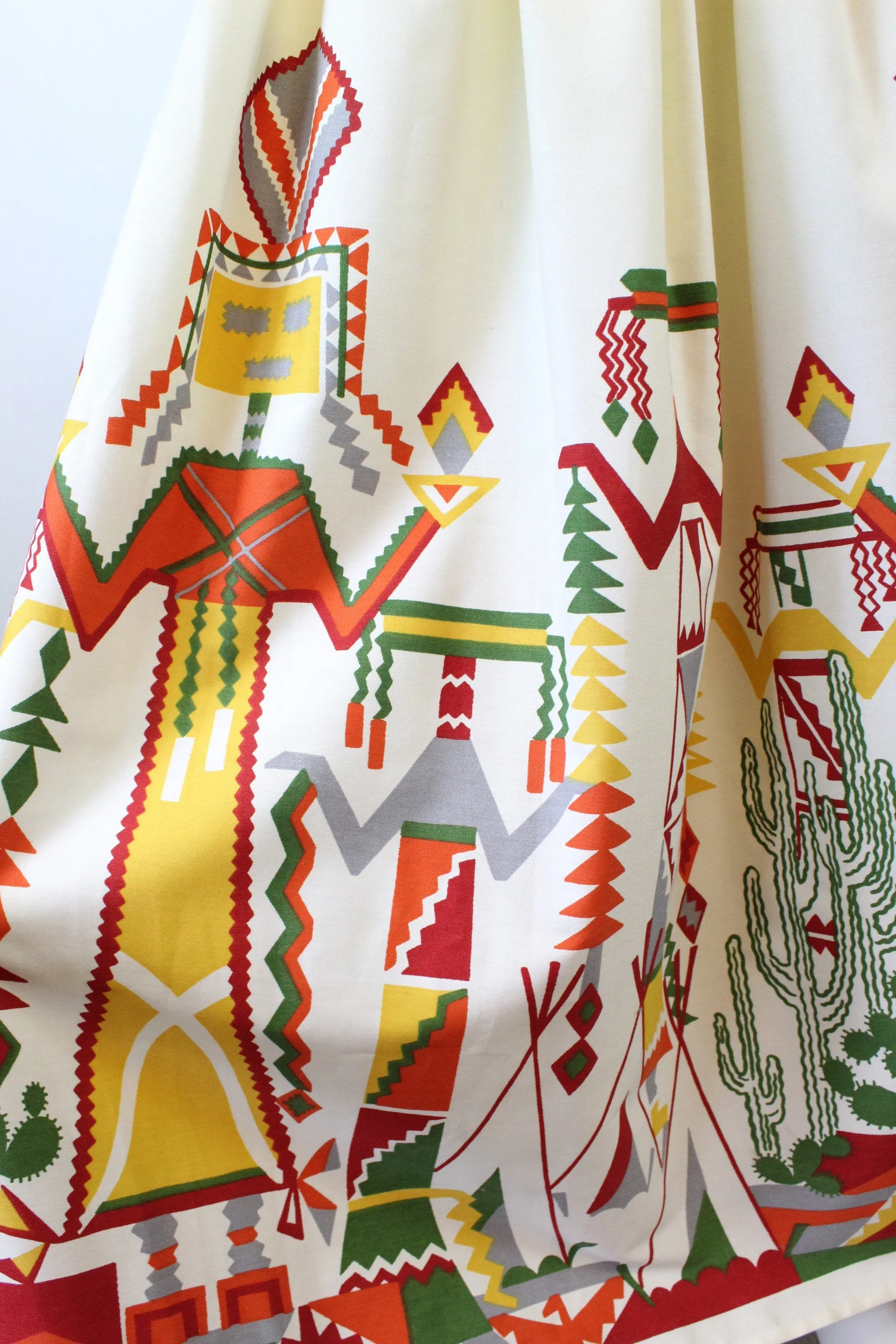 1950s CACTUS kachina doll print novelty maxi skirt small | new spring