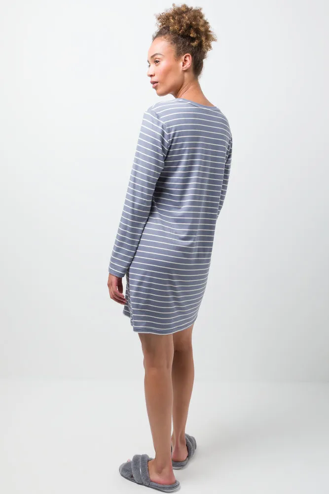 2 Pack Tea Coffee And Snoozes Sleepshirts Grey And Blue