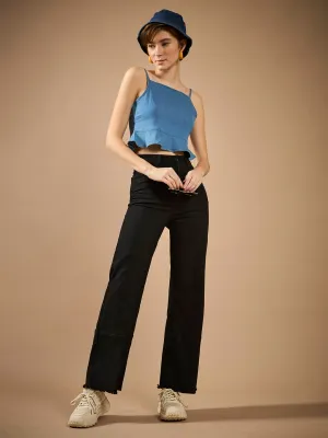 24/7 Comfort Black Wide-Leg High-Rise Stretchable Denim Jeans