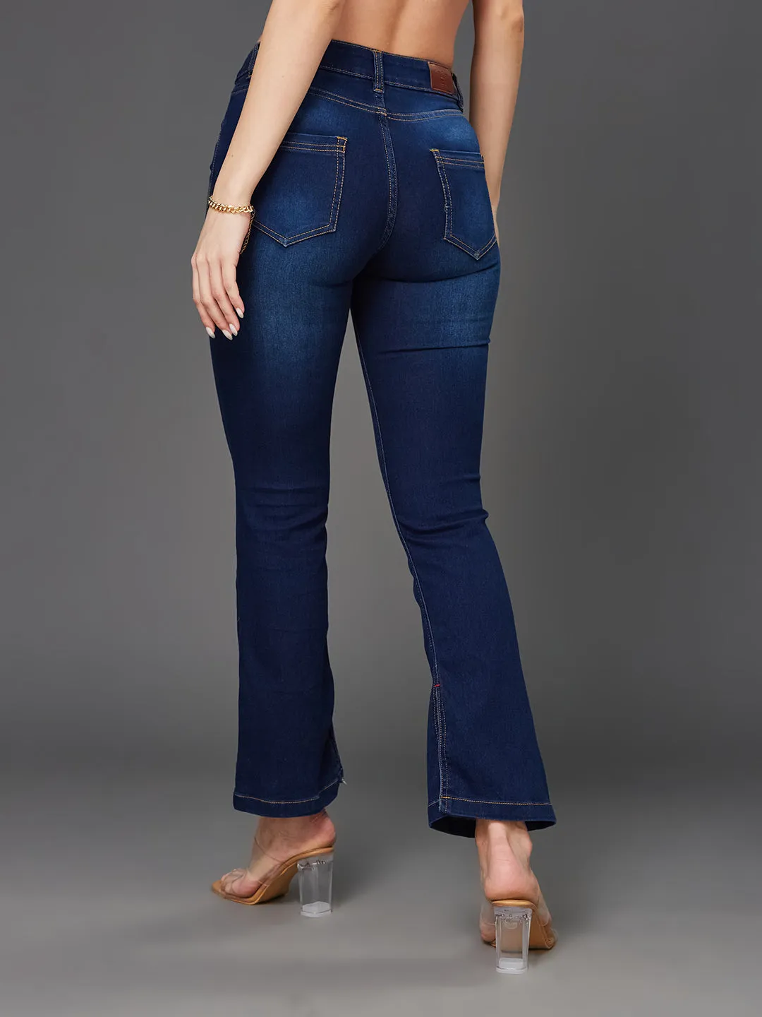 24/7 Comfort Blue Semi-Bootcut Mid-Rise Stretchable Denim Jeans