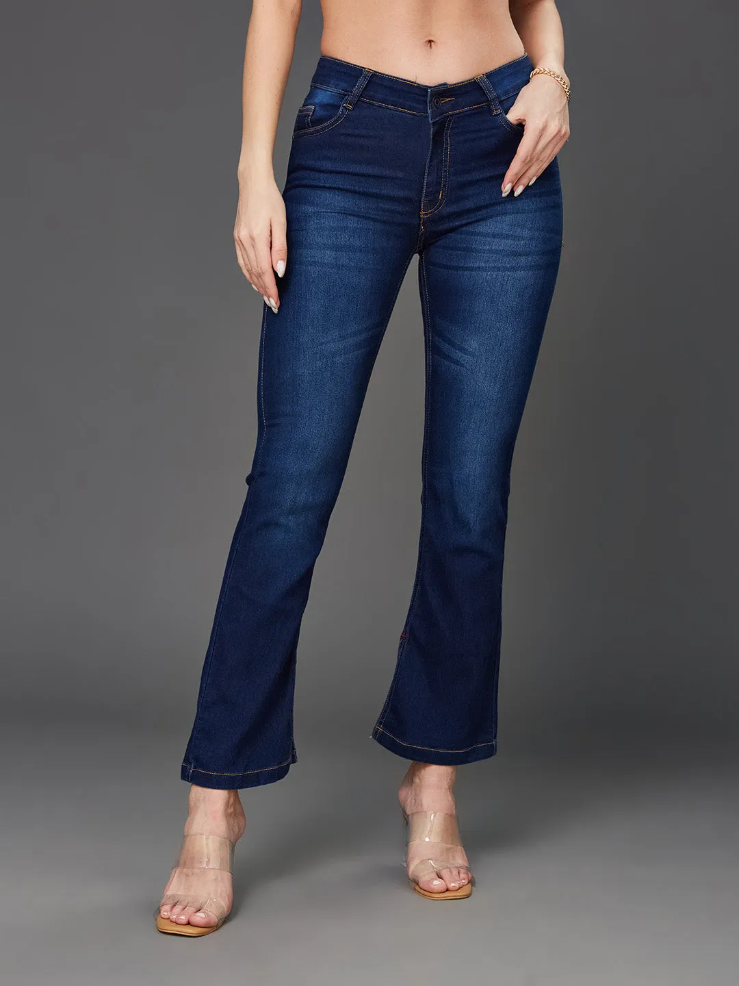 24/7 Comfort Blue Semi-Bootcut Mid-Rise Stretchable Denim Jeans