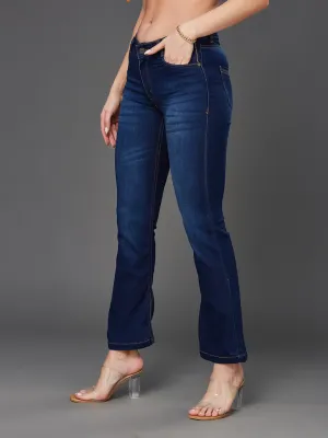 24/7 Comfort Blue Semi-Bootcut Mid-Rise Stretchable Denim Jeans