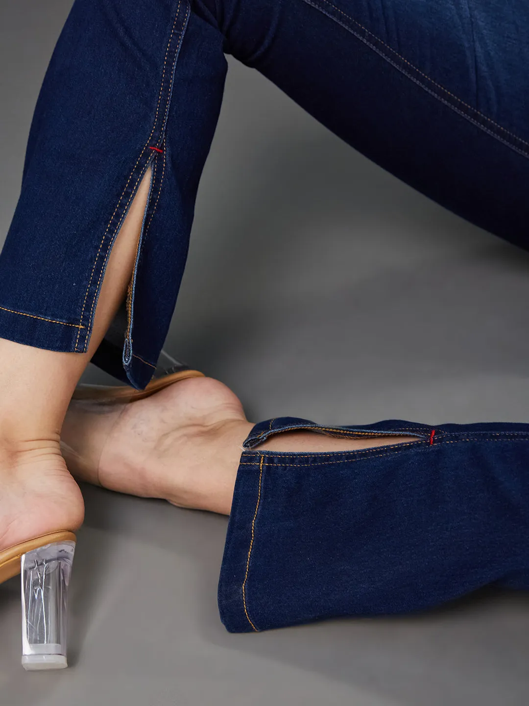 24/7 Comfort Blue Semi-Bootcut Mid-Rise Stretchable Denim Jeans