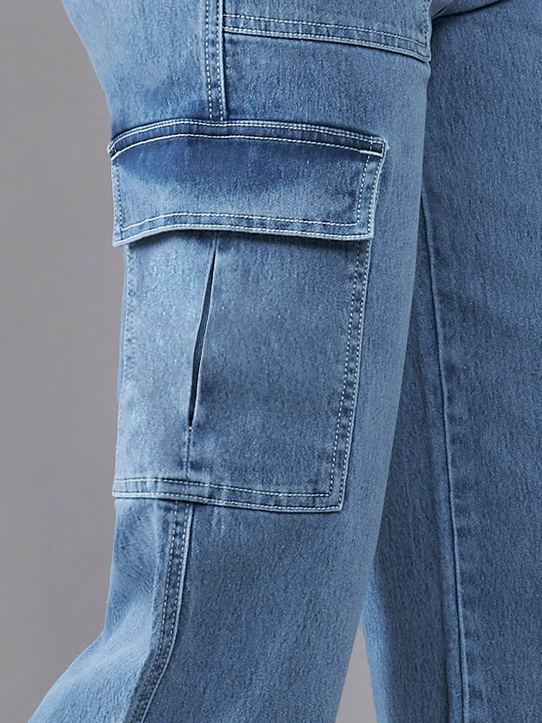 24/7 Comfort Mid-Blue Wide-Leg High-Rise Stretchable Denim Jeans