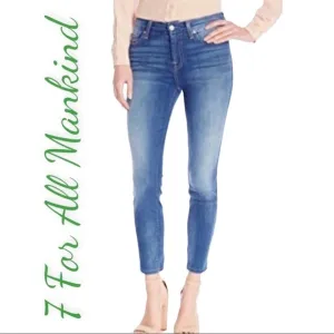 7FAM Cropped Straight Leg Mid-Rise Jeans, Size 27