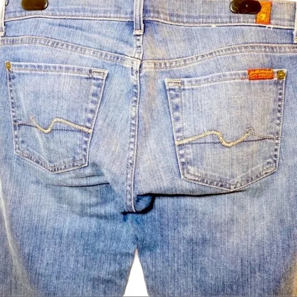 7FAM Cropped Straight Leg Mid-Rise Jeans, Size 27