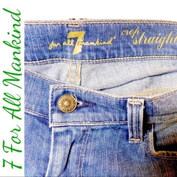 7FAM Cropped Straight Leg Mid-Rise Jeans, Size 27