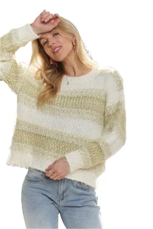 ADORA Horizontal Stripes Knit Textured Sweater
