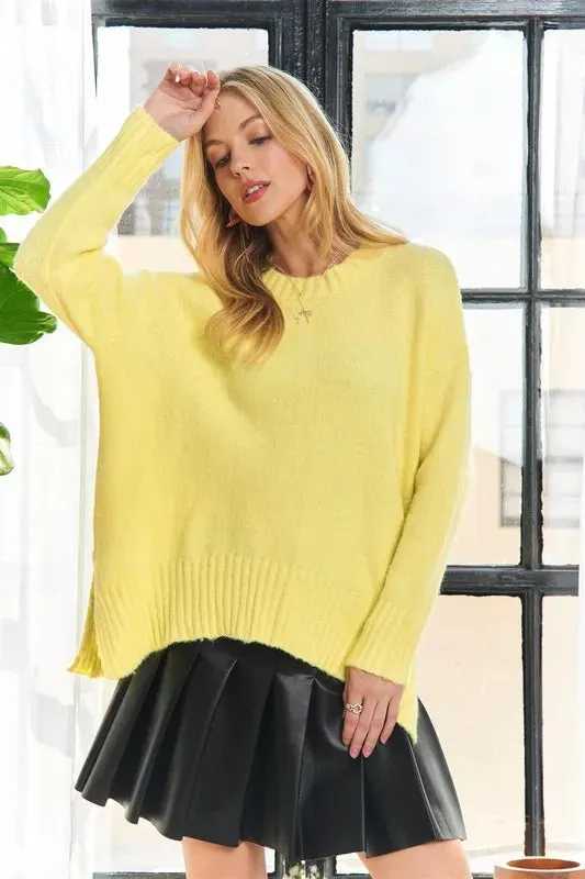 ADORA Side Slit Soft Sweater Top