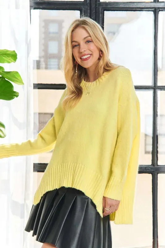 ADORA Side Slit Soft Sweater Top