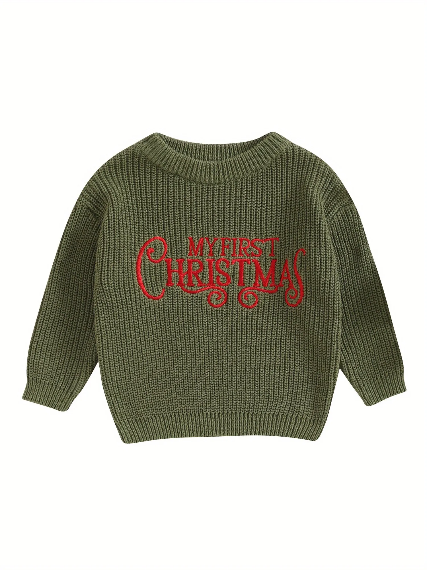 Adorable Baby Girl's Long Sleeve Christmas Knit Sweater - Soft, Warm, and Cozy Letter Print Pullover Knitwear for Toddler Girls - Perfect for Winter Holidays and Special Occasions