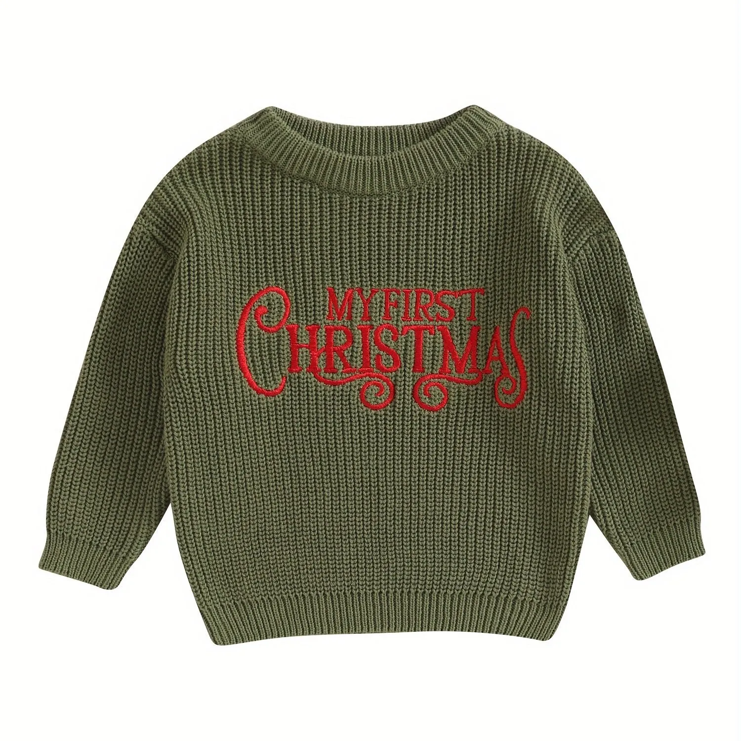 Adorable Baby Girl's Long Sleeve Christmas Knit Sweater - Soft, Warm, and Cozy Letter Print Pullover Knitwear for Toddler Girls - Perfect for Winter Holidays and Special Occasions