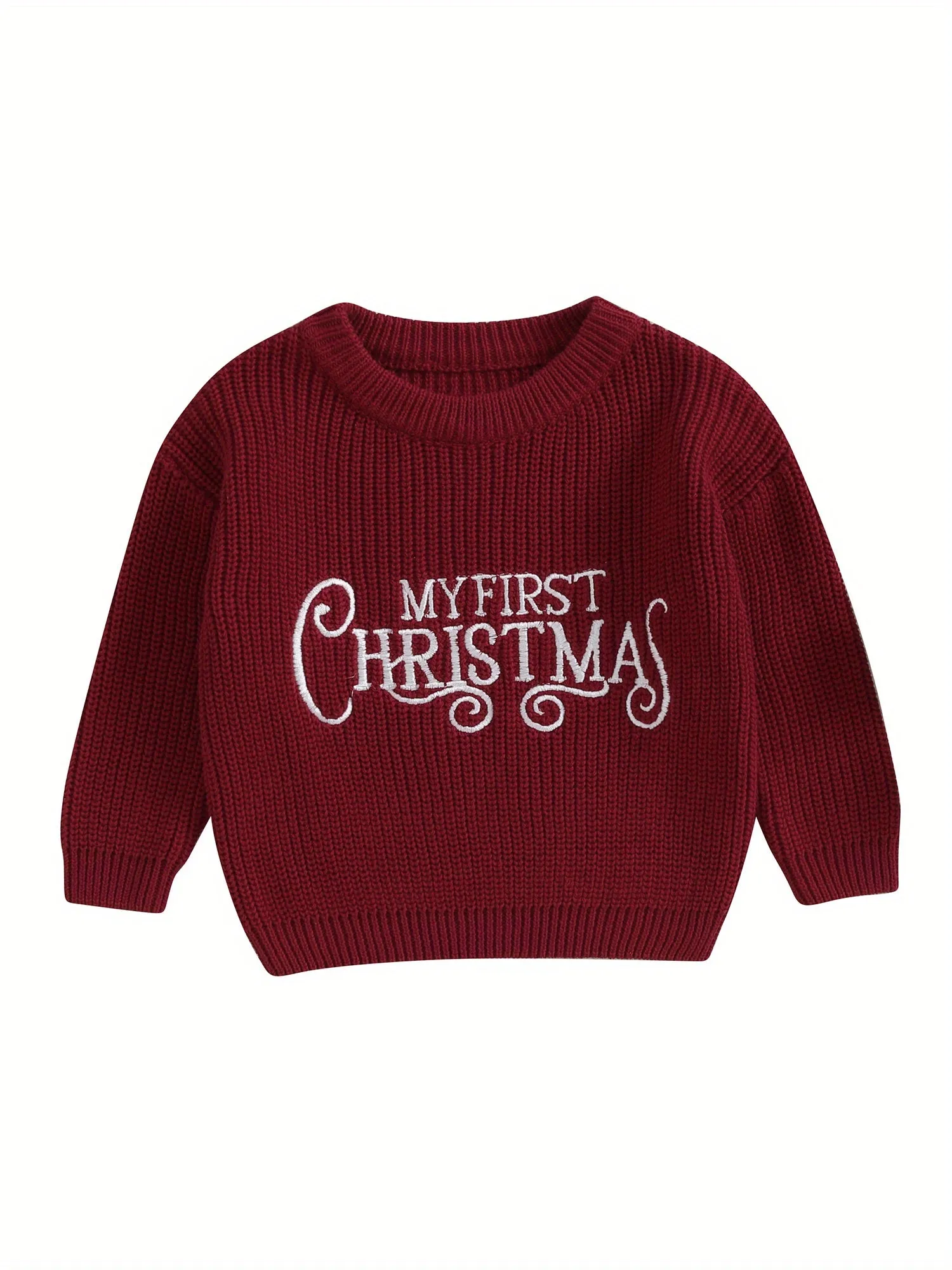 Adorable Baby Girl's Long Sleeve Christmas Knit Sweater - Soft, Warm, and Cozy Letter Print Pullover Knitwear for Toddler Girls - Perfect for Winter Holidays and Special Occasions