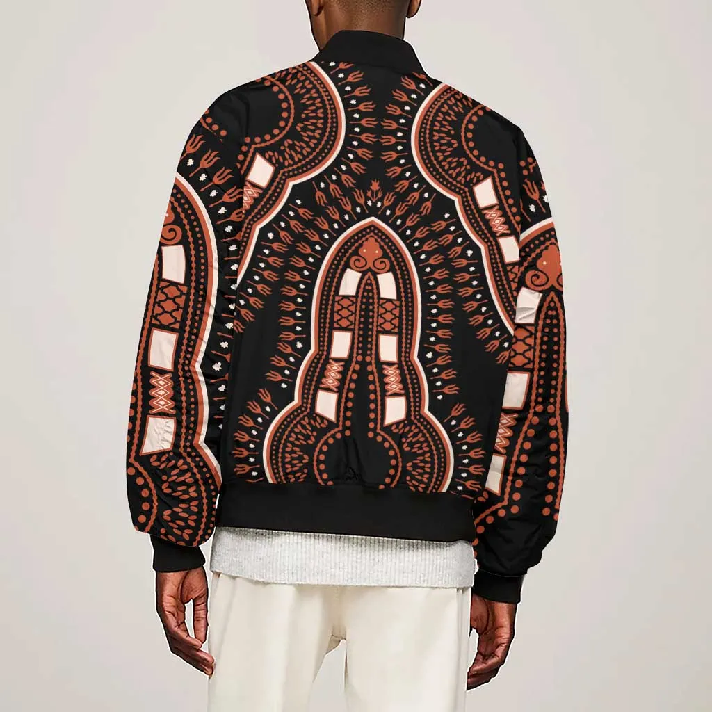 African Dashiki Sleeve Zip Bomber Jacket Afro Vintage Pattern LT01