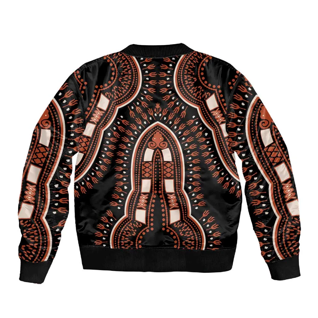 African Dashiki Sleeve Zip Bomber Jacket Afro Vintage Pattern LT01