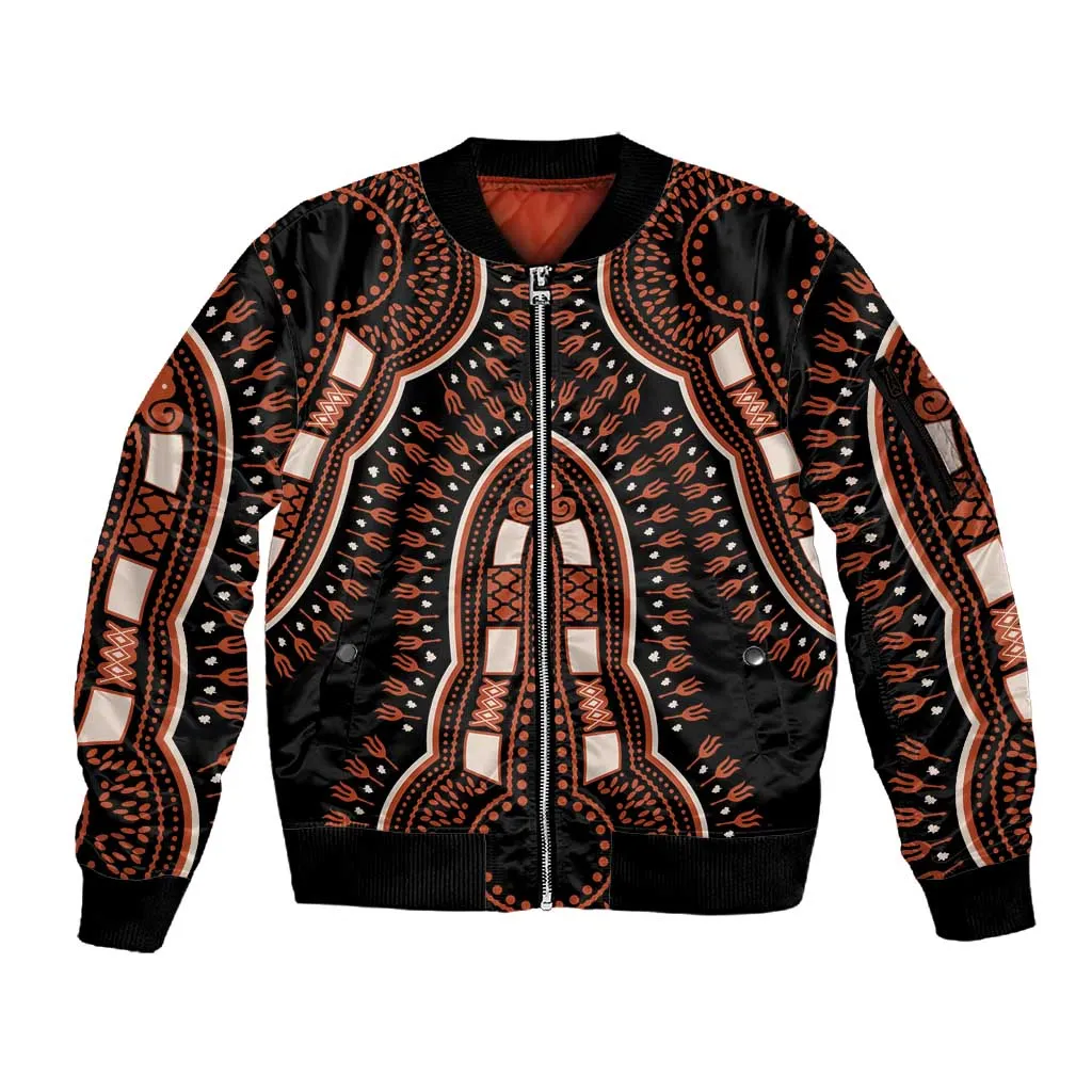 African Dashiki Sleeve Zip Bomber Jacket Afro Vintage Pattern LT01