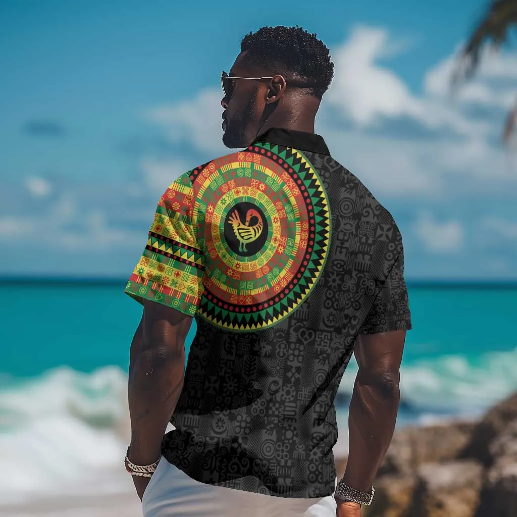 African Sankofa Bird Hawaiian Shirt Adinkra Symbols - Chest Arm Tattoo LT15