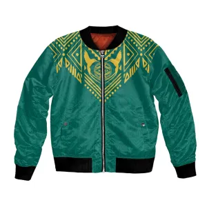 Afro-Jamaicans Tribal Custom Football Sleeve Zip Bomber Jacket Green Style LT9