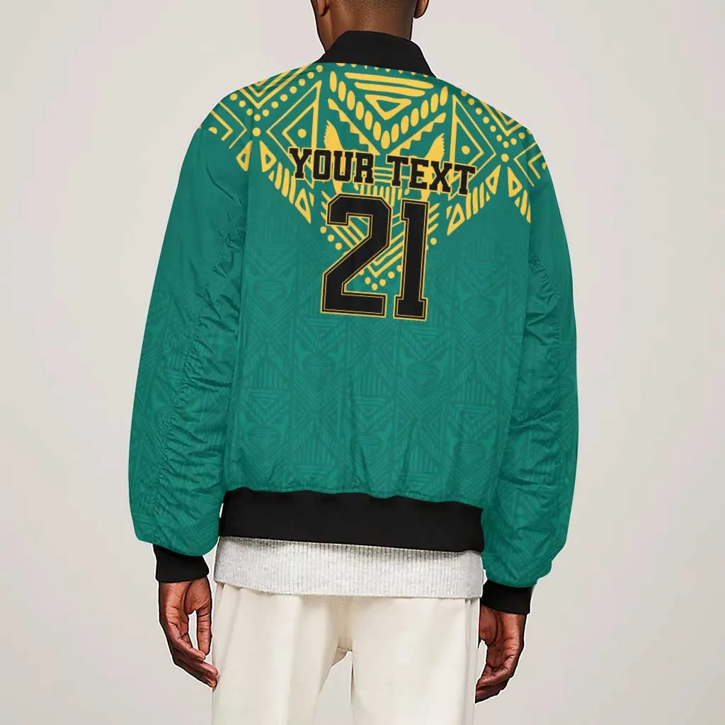 Afro-Jamaicans Tribal Custom Football Sleeve Zip Bomber Jacket Green Style LT9
