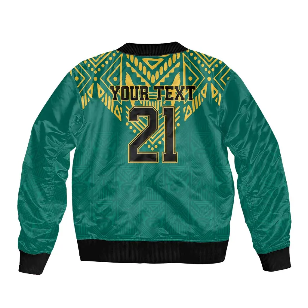 Afro-Jamaicans Tribal Custom Football Sleeve Zip Bomber Jacket Green Style LT9