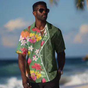 Afro Tropical Flowers Hawaiian Shirt Green Version LT18