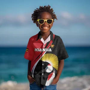 Afro Uganda Rugby Custom Kid Hawaiian Shirt Go Cranes - African Pattern LT14