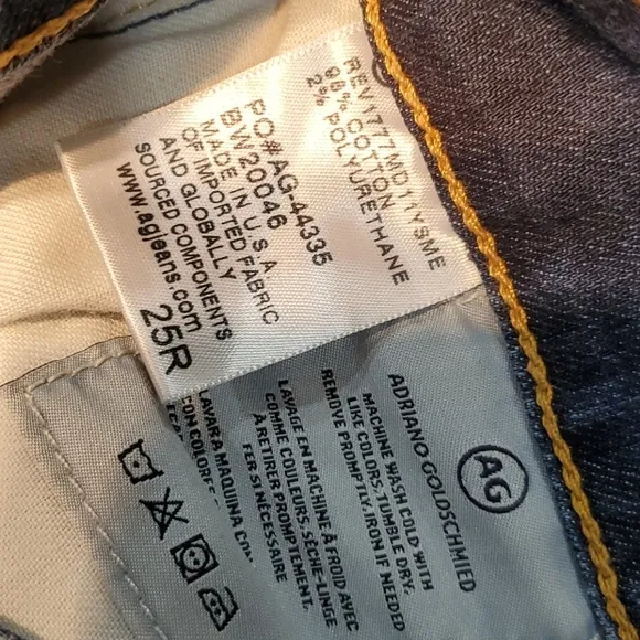 AG The Farrah Distressed High Rise Skinny Ankle Blue Jeans Size 25