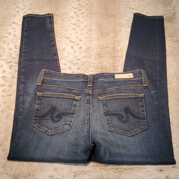 AG The Farrah Distressed High Rise Skinny Ankle Blue Jeans Size 25
