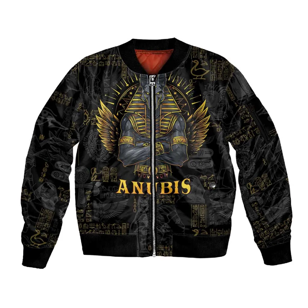 Anubis Egyptian God of Death Sleeve Zip Bomber Jacket LT9