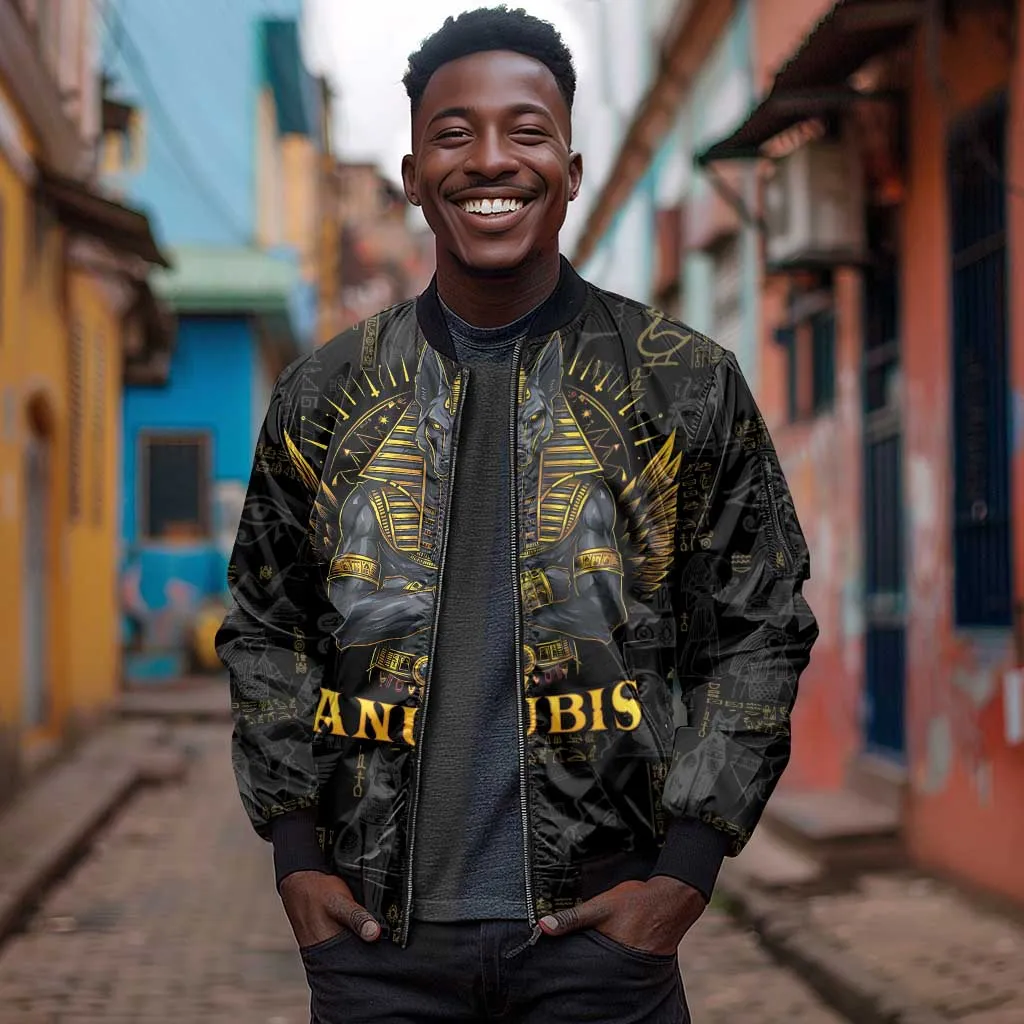 Anubis Egyptian God of Death Sleeve Zip Bomber Jacket LT9