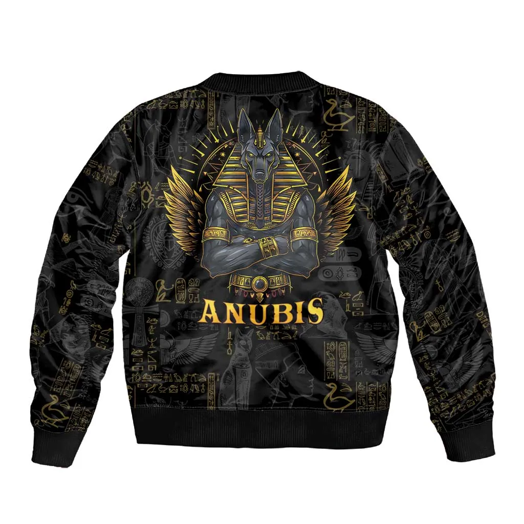Anubis Egyptian God of Death Sleeve Zip Bomber Jacket LT9