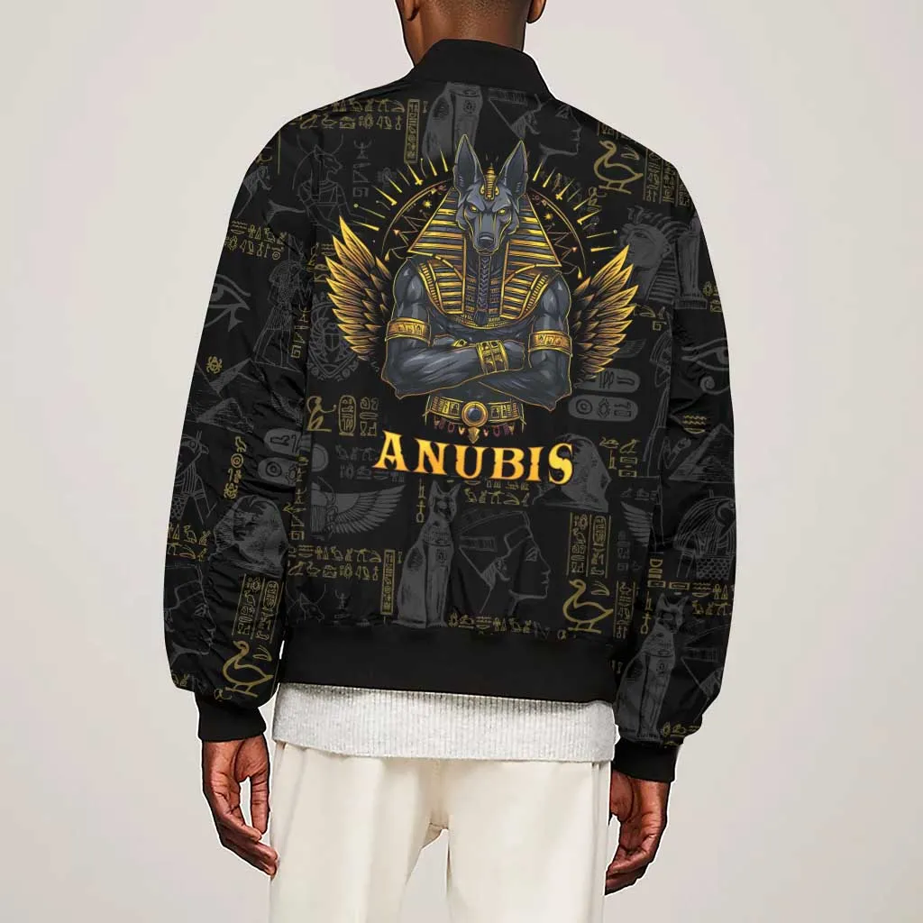Anubis Egyptian God of Death Sleeve Zip Bomber Jacket LT9