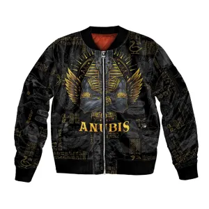 Anubis Egyptian God of Death Sleeve Zip Bomber Jacket LT9