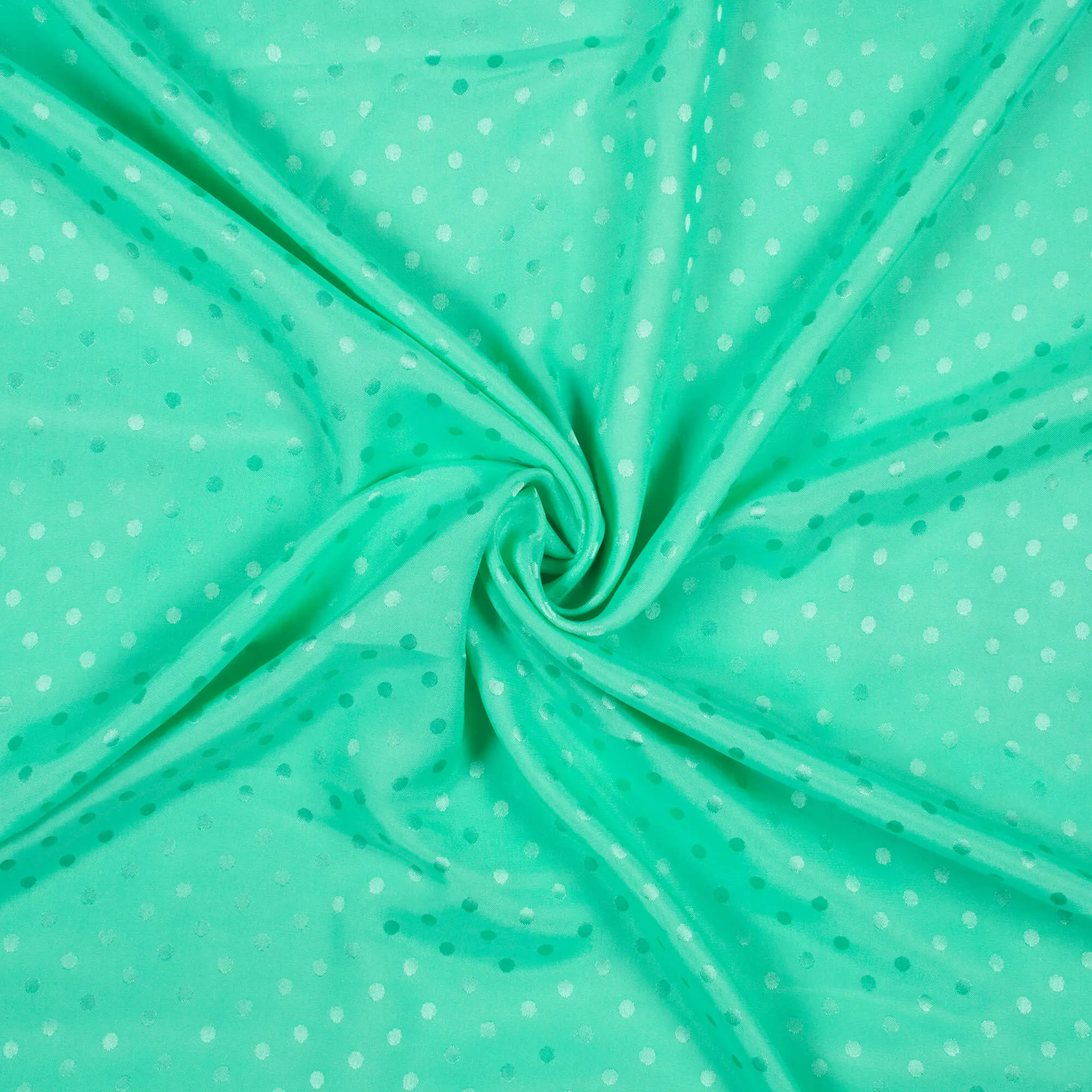 Aquamarine Plain Jacquard Booti Japan Satin Reversible Fabric (Width 58 Inches)