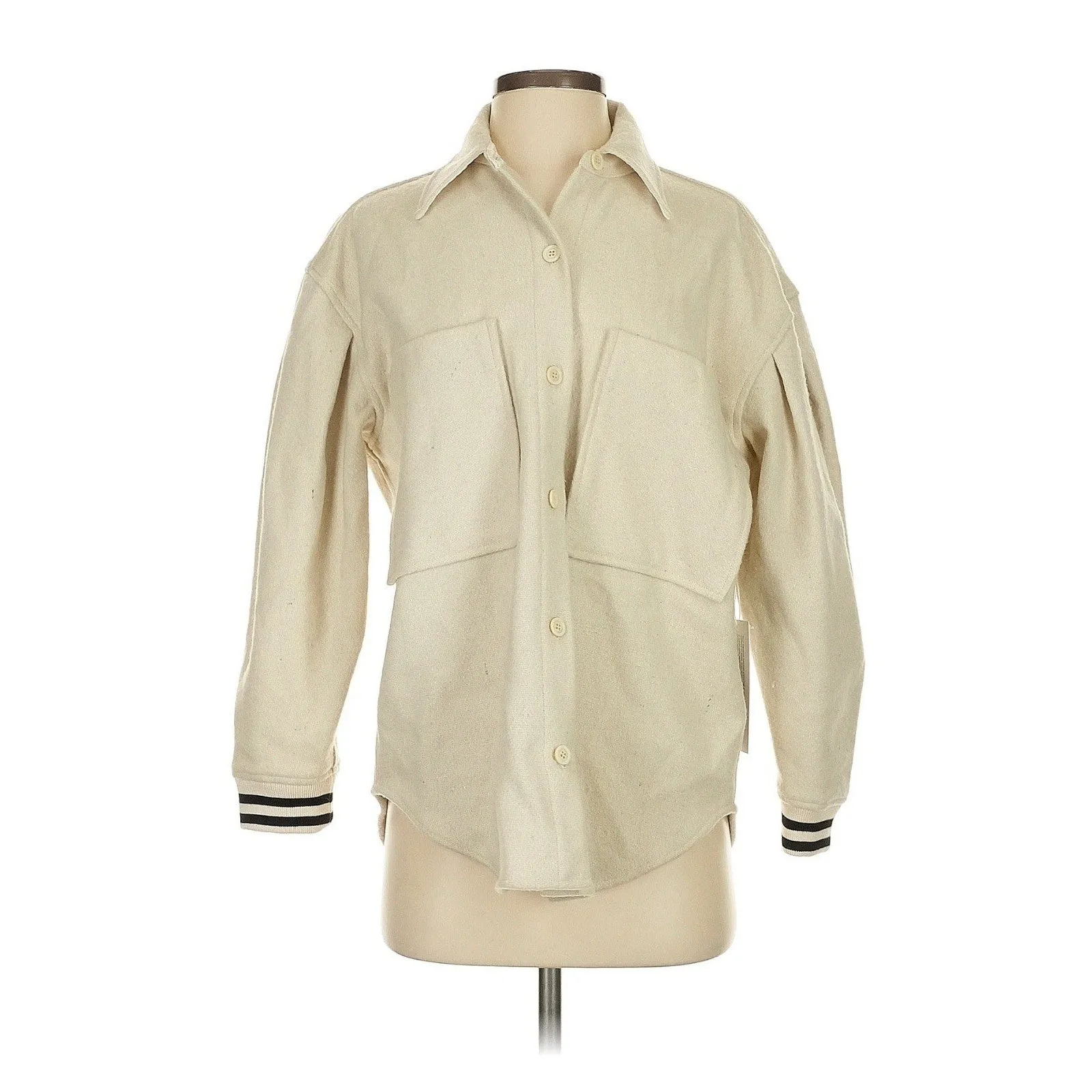 Aquarius Cocktail Women's Wool "Didi" Bomber Shirt Jacket – Cream – Size 0 / XS
