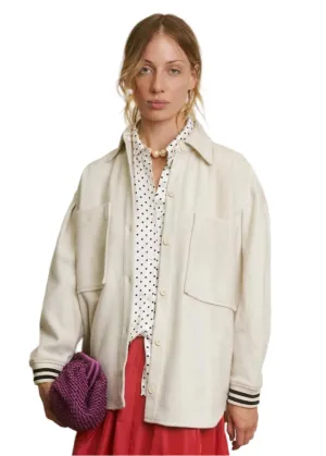 Aquarius Cocktail Women's Wool "Didi" Bomber Shirt Jacket – Cream – Size 0 / XS