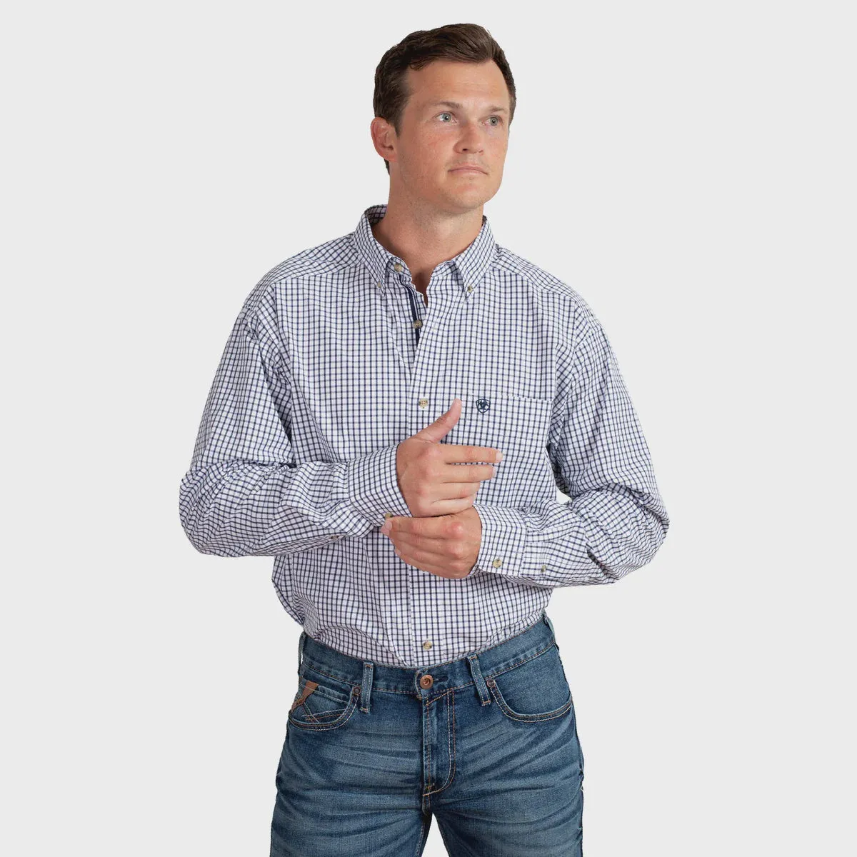 Ariat Mens Pro Series Cliff LS Shirt Navy Check