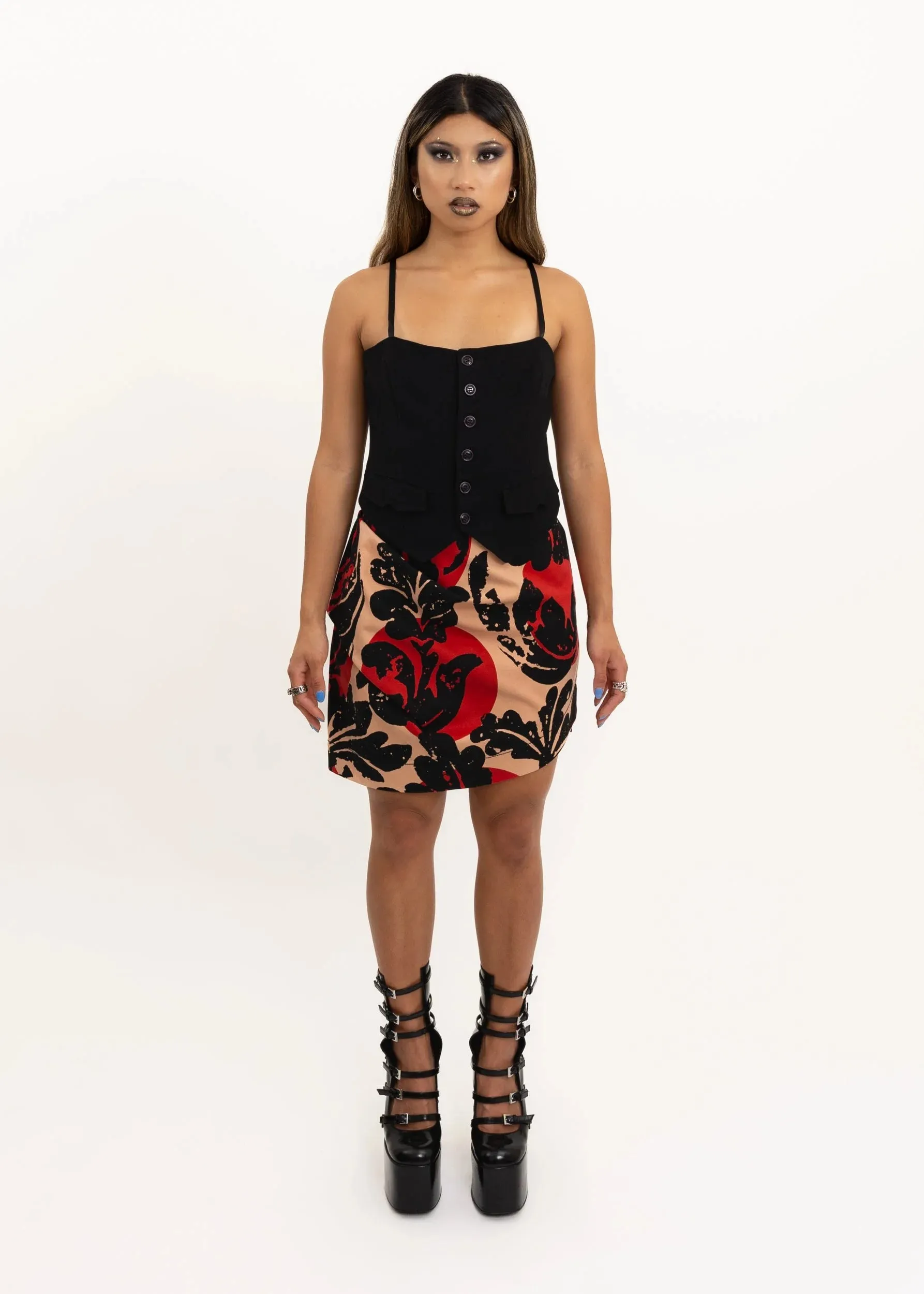 Asymmetric flocked skirt
