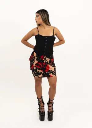 Asymmetric flocked skirt