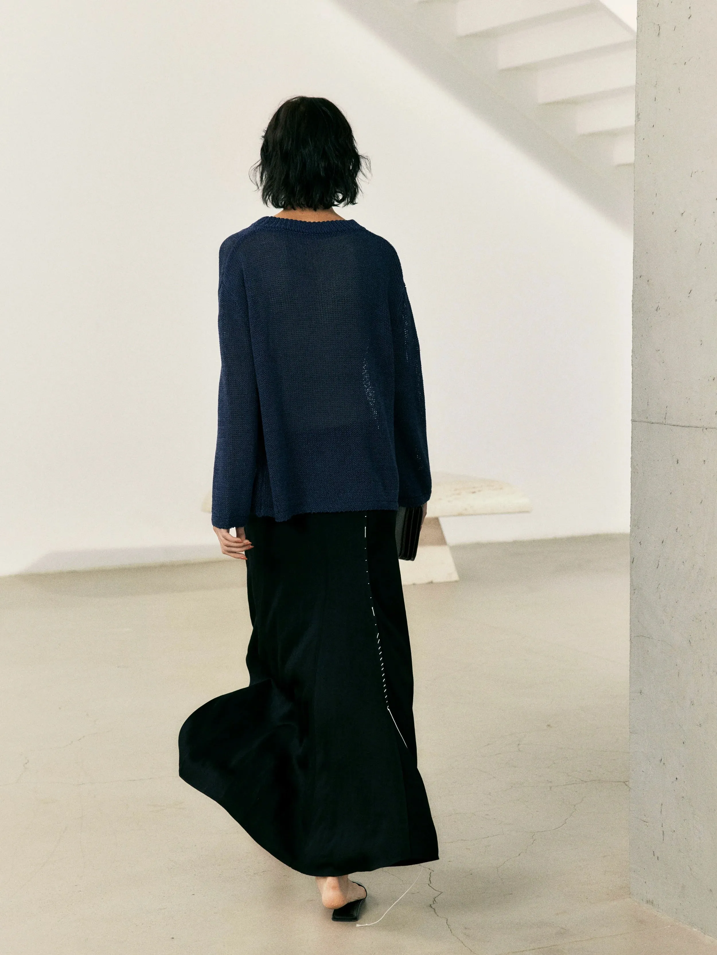 Asymmetrical Black Skirt with Front Slit