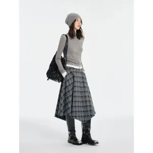 Asymmetrical Plaid A-Line Skirt