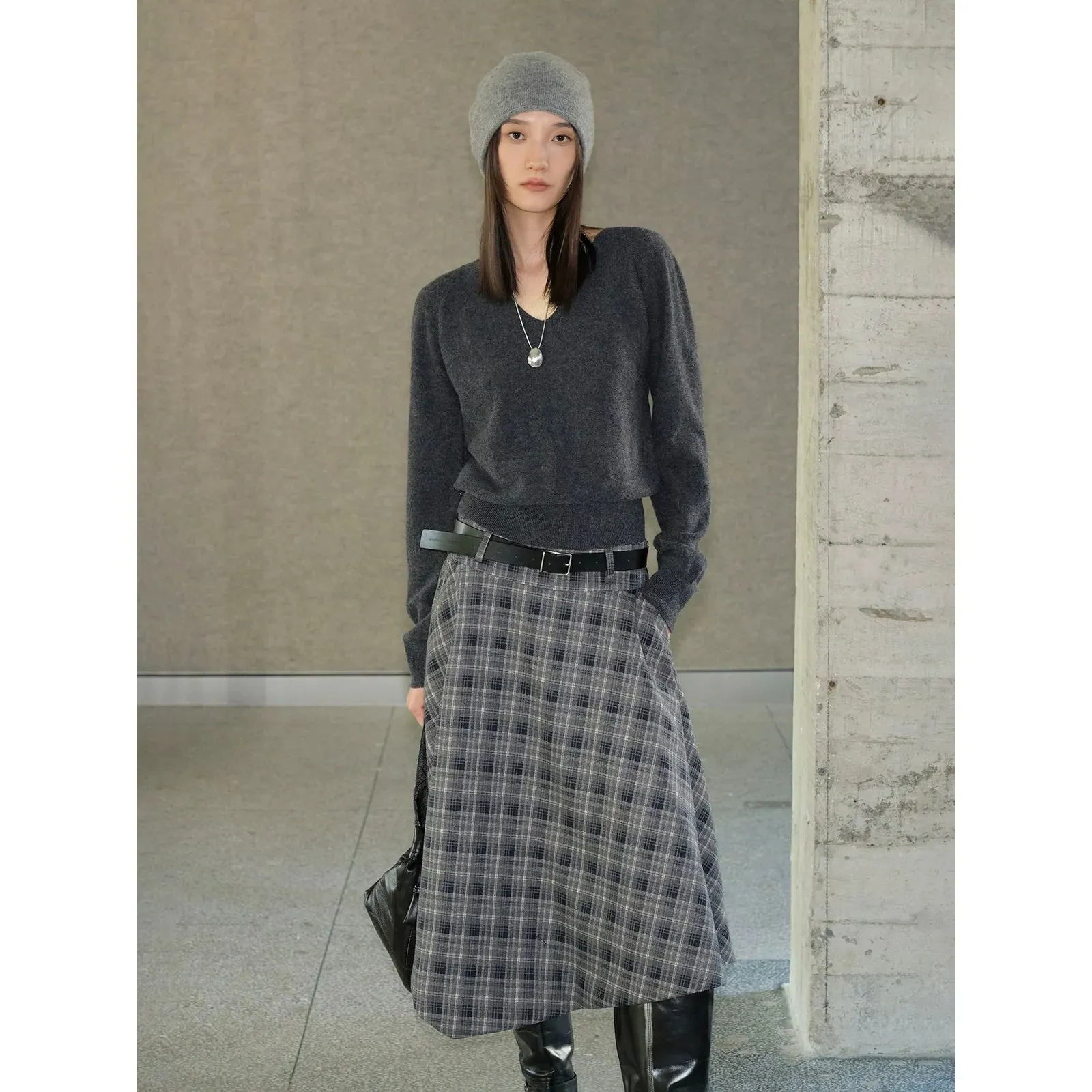 Asymmetrical Plaid A-Line Skirt