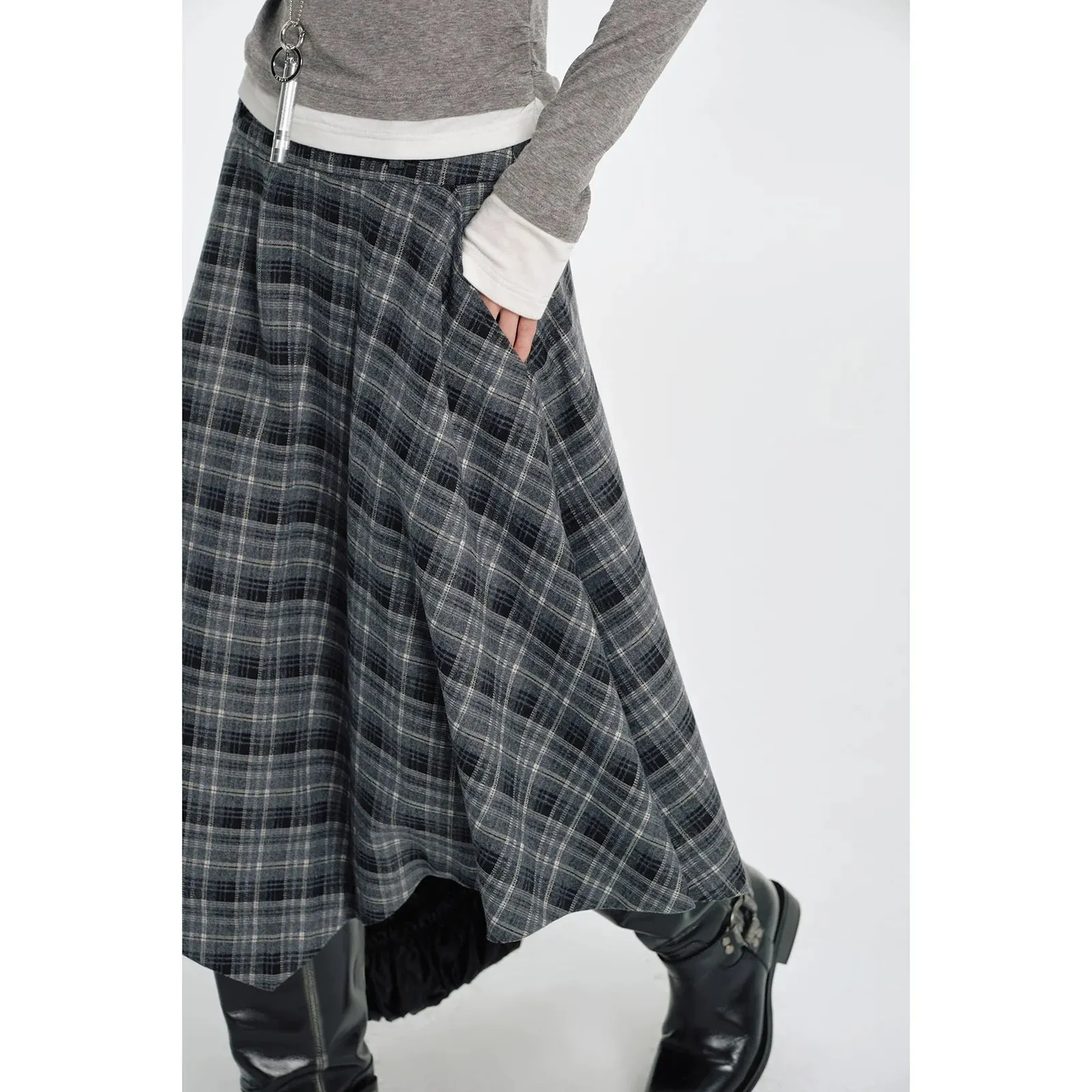 Asymmetrical Plaid A-Line Skirt